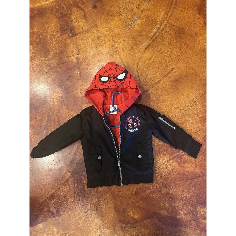 Marvel Spiderman Kids Bomber Jacket Hooded Size 3T